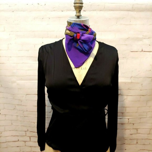 Adrienne Vittadini Accessories - Adrienne Vittadini Purple Square Scarf 100% Silk Floral Print EUC